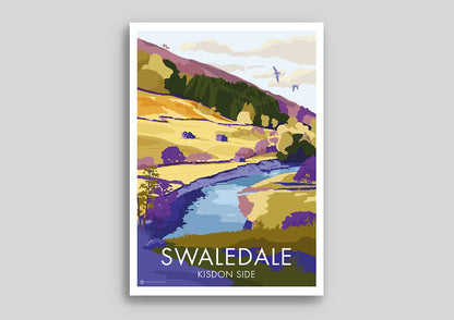 Contemporary digital hand-drawn print of Kisdon Hill in Upper Swaledale